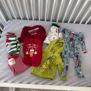Baby Holiday Theme Clothing Lot Christmas 12 months boy Santa grinch